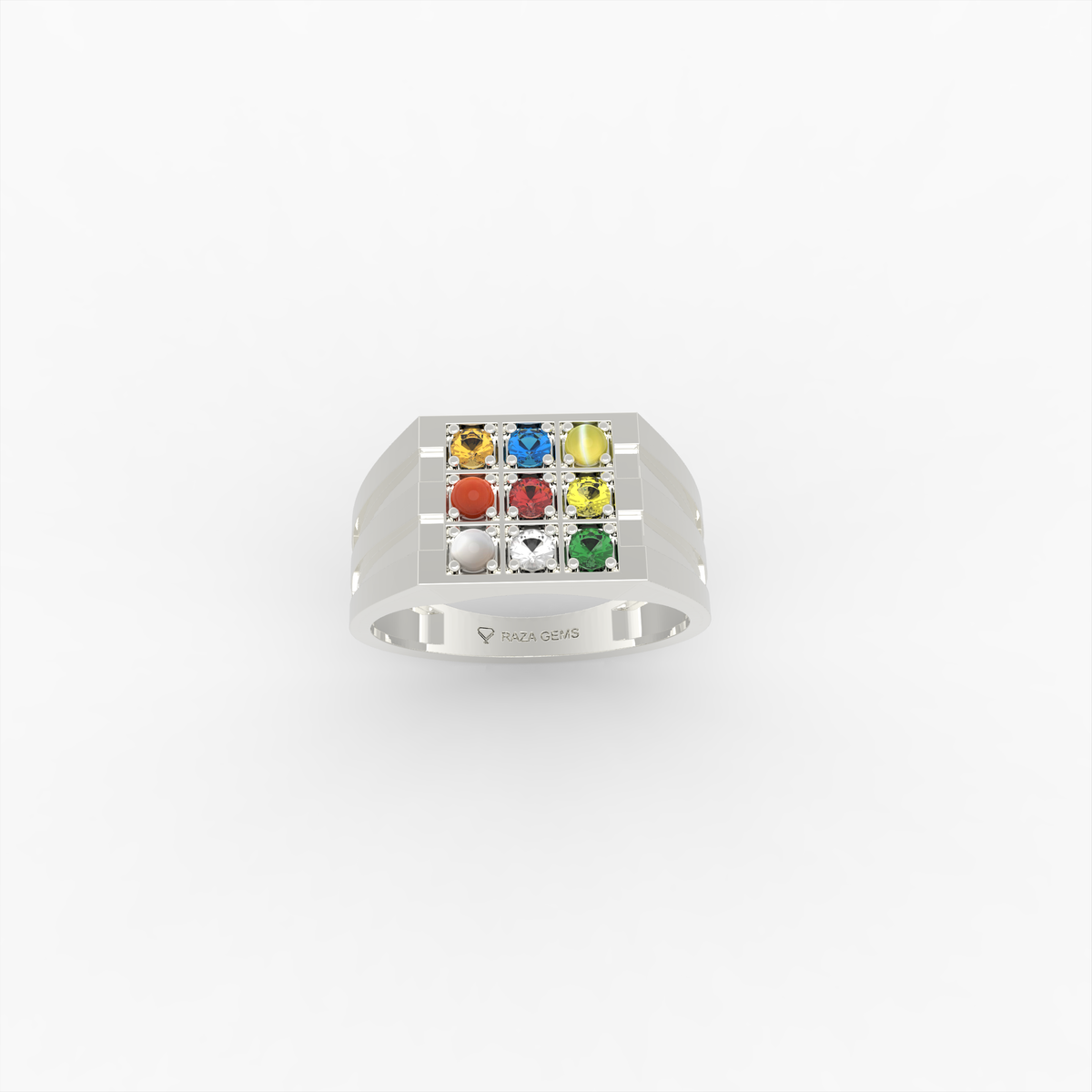 Navaratna Rings for Women & Men - Hiba - White Gold