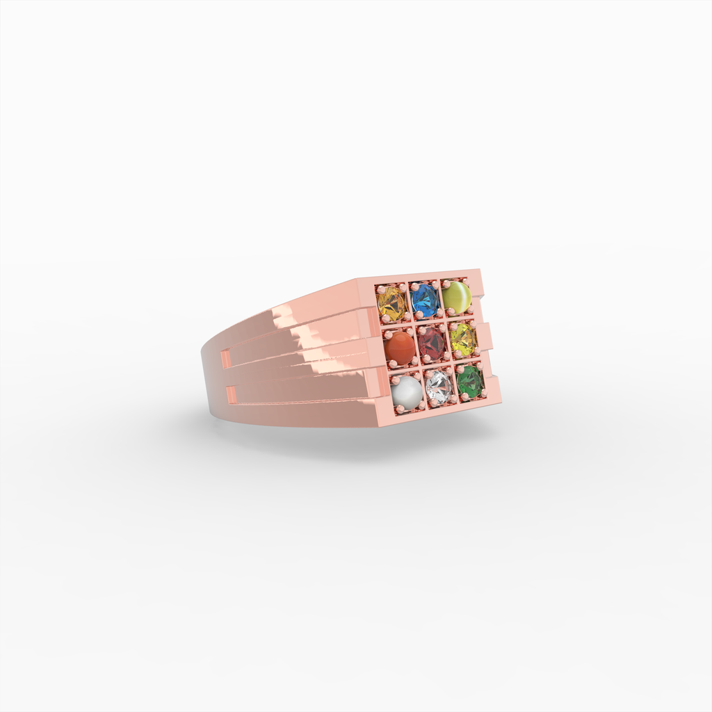 Navaratna Rings for Women & Men - Maira - Rose Gold