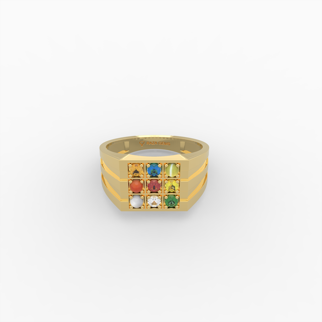 Navaratna Rings for Women & Men - Rida - Yellow Gold