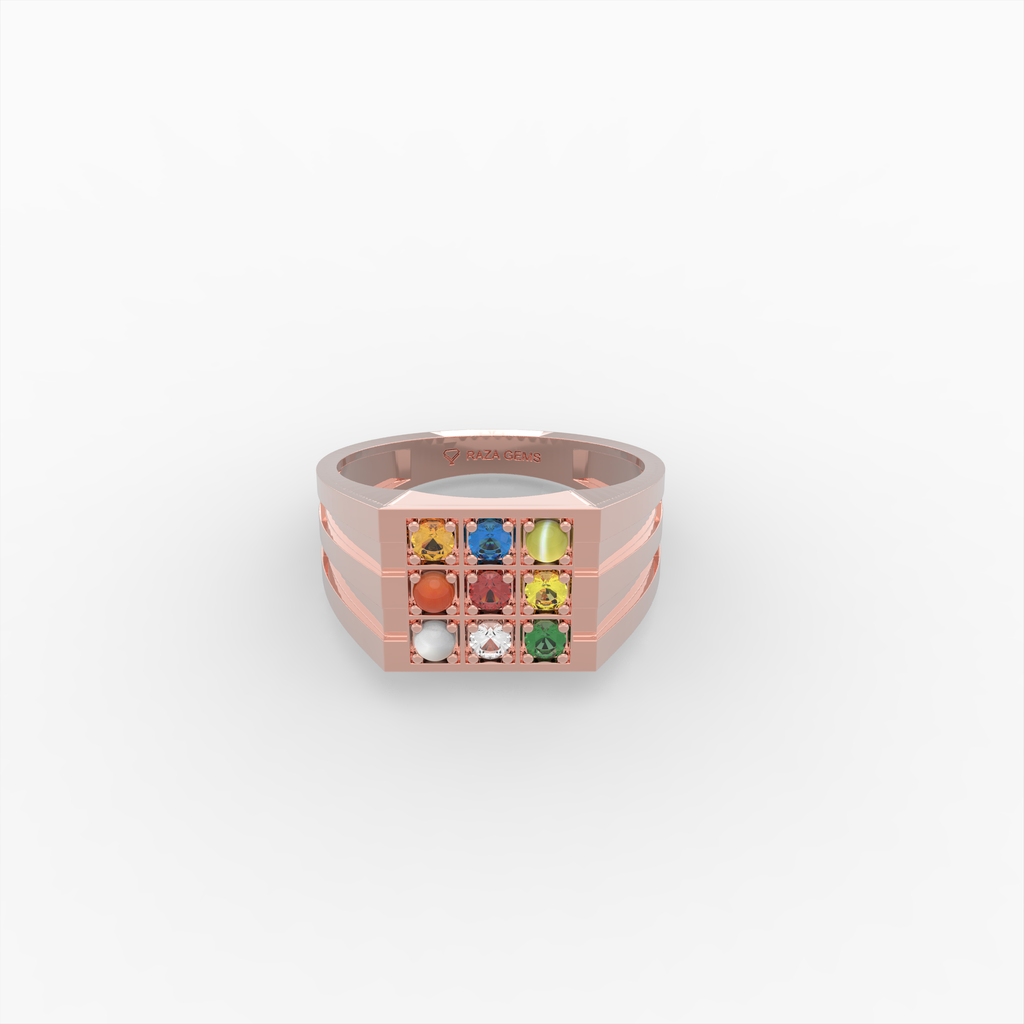 Navaratna Rings for Women & Men - Maira - Rose Gold