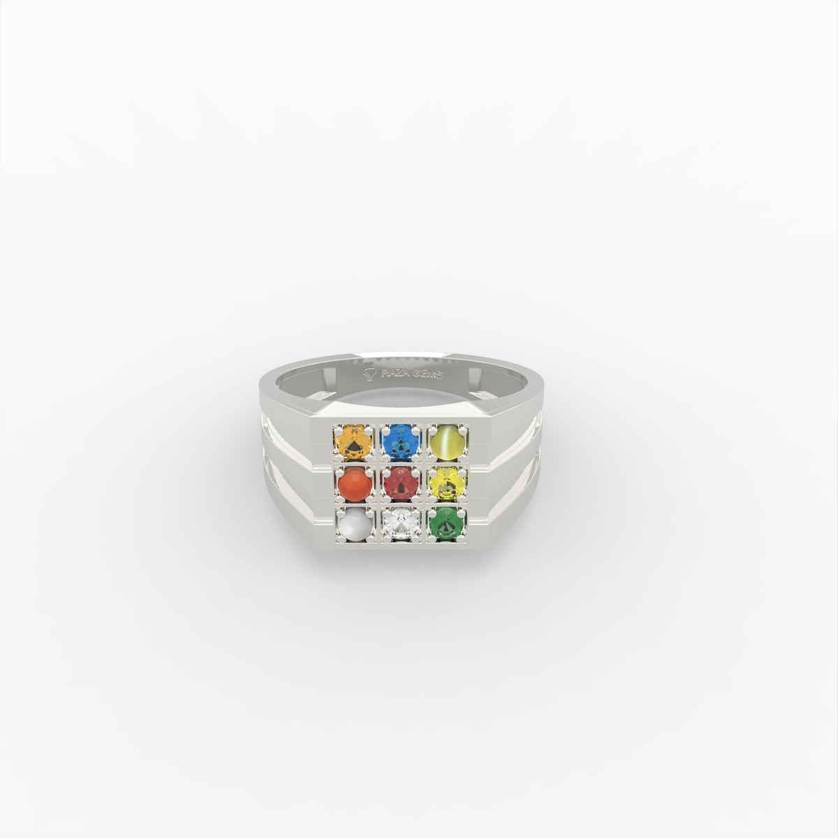 Navaratna Rings for Women & Men - Hiba - White Gold