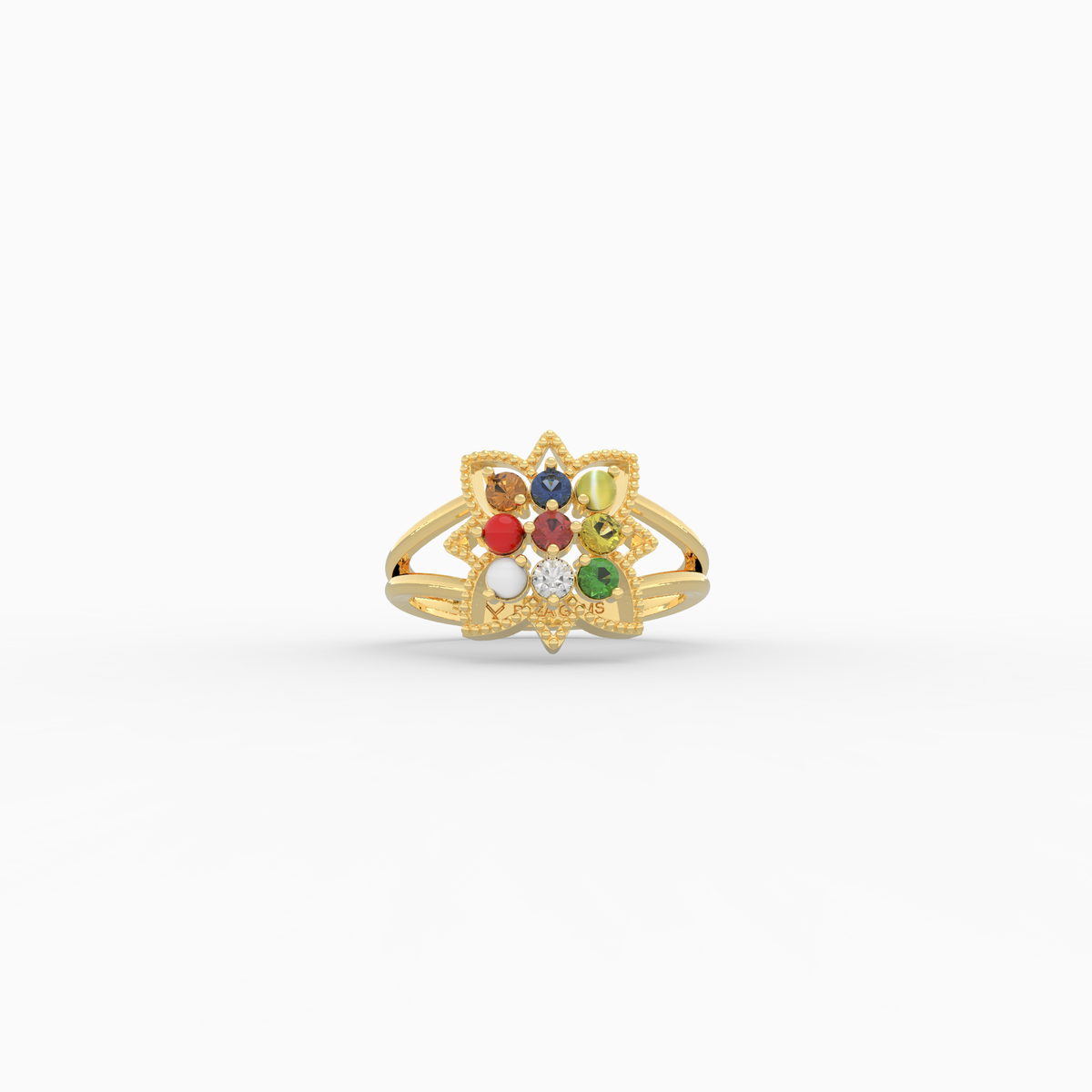 Navaratna Rings for Women - Sobia - Yellow Gold