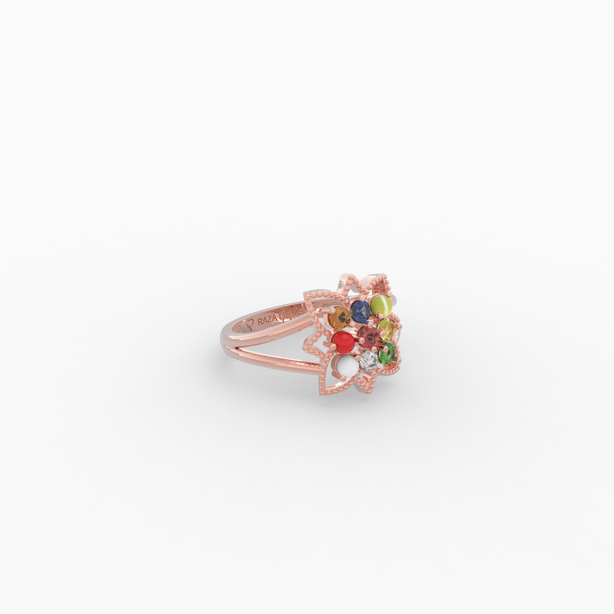 Navaratna Rings for Women - Sonia - Rose Gold