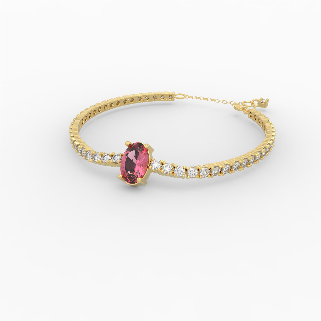 Rubellite Tourmaline Bracelets - Anna - Yellow Gold