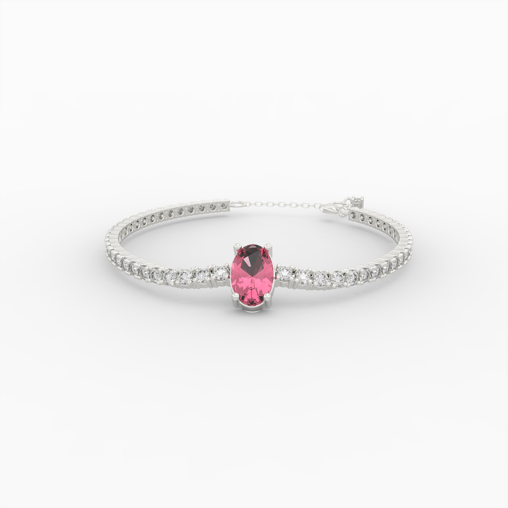 Rubellite Tourmaline Bracelets - Alisa - White Gold