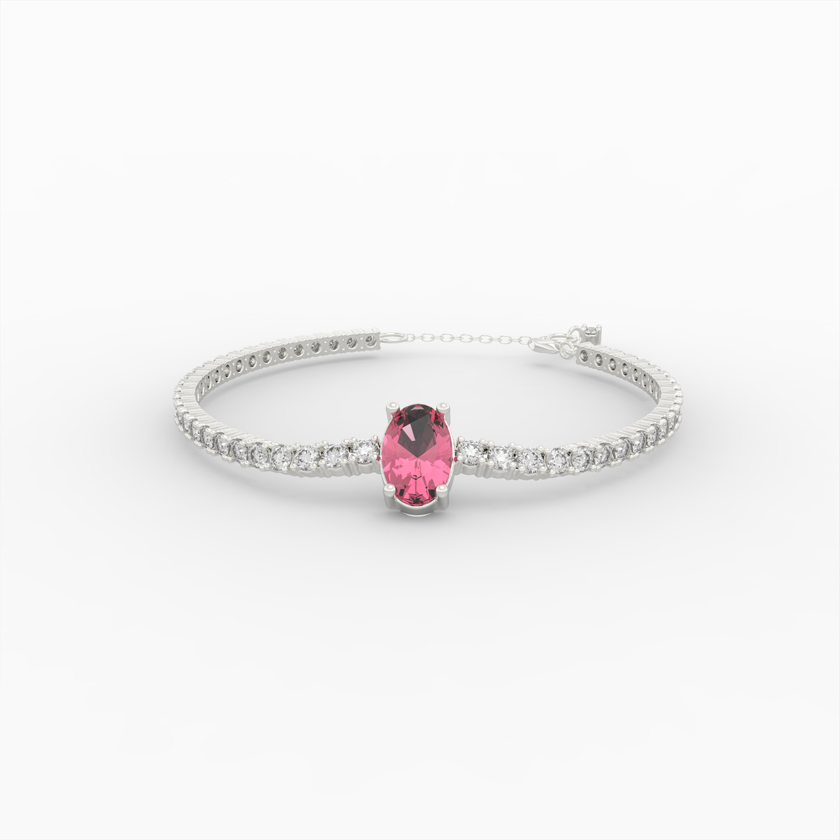 Rubellite Tourmaline Bracelets - Alisa - White Gold
