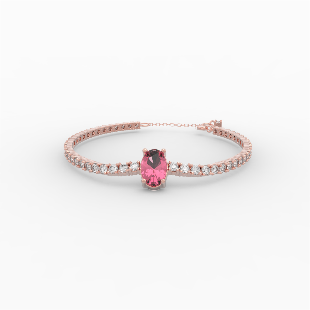 Rubellite Tourmaline Bracelets - Mariya - Rose Gold