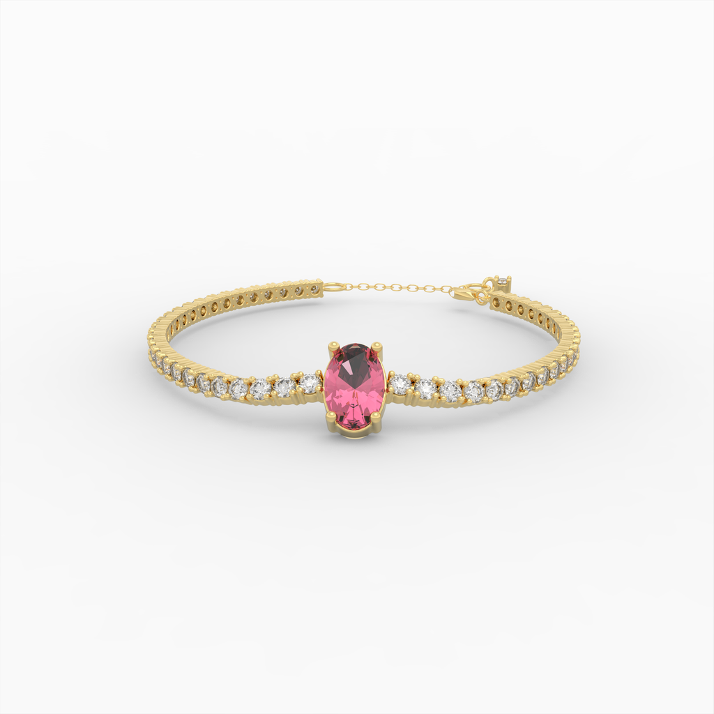 Rubellite Tourmaline Bracelets - Anna - Yellow Gold