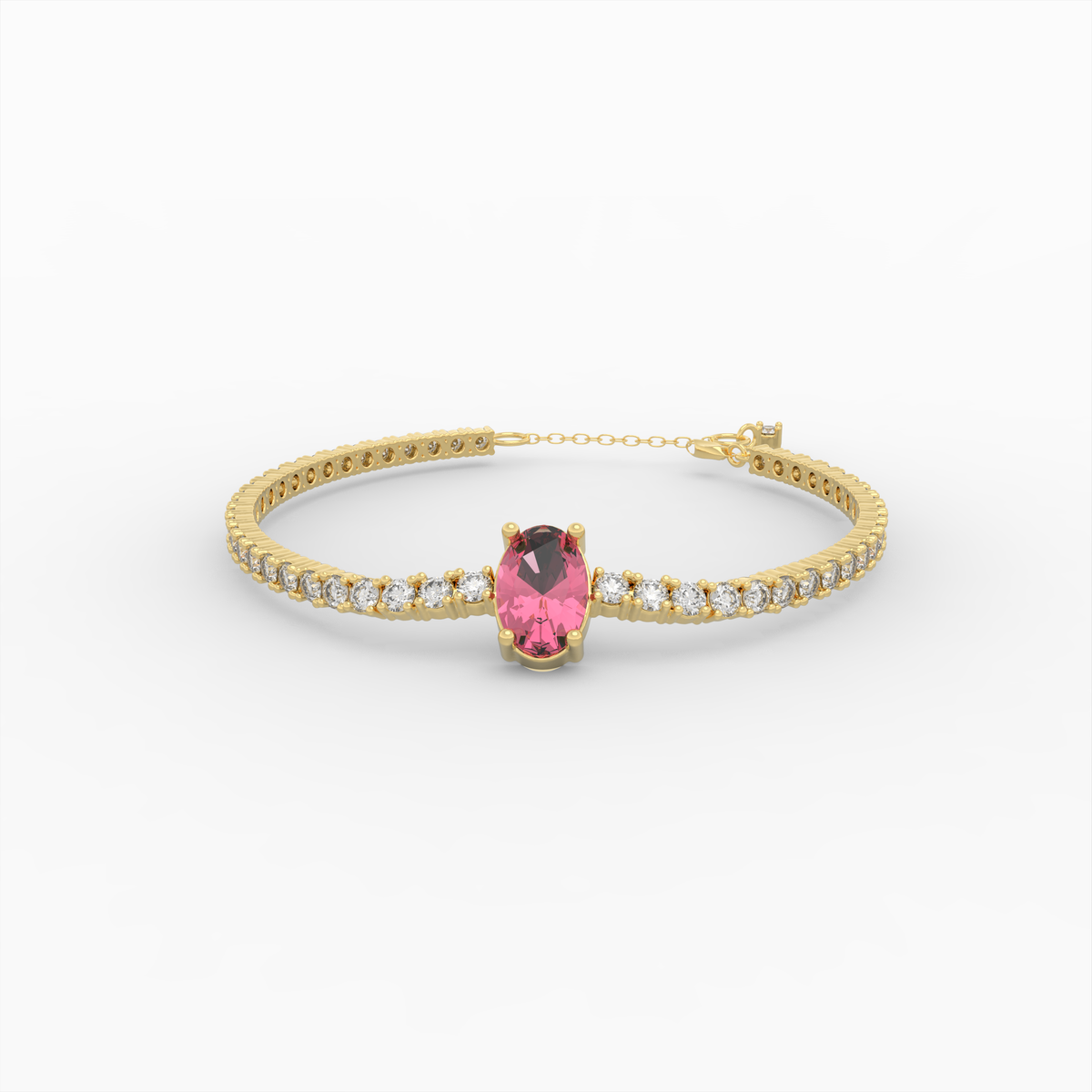 Rubellite Tourmaline Bracelets - Anna - Yellow Gold