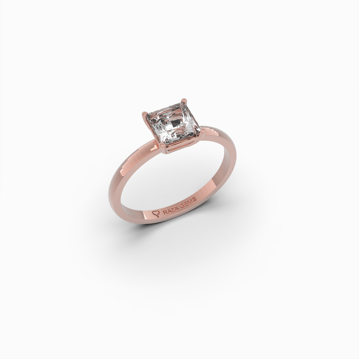 2 Carat Natural Diamond Ring in Princess Cut - Elvira