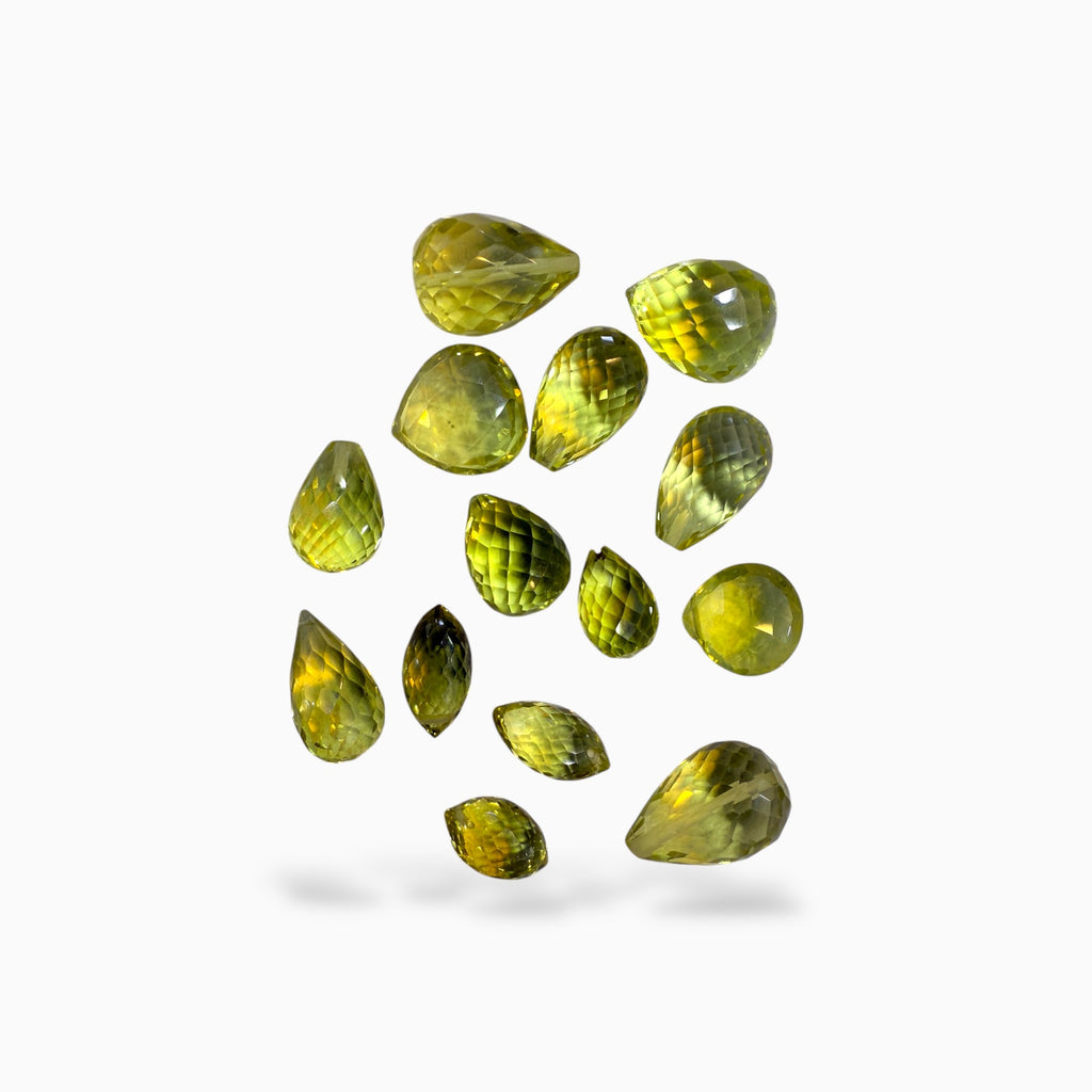 Lemon Topaz Stone Briolette With Drill For Jewellery From 1-10 Carats Lot