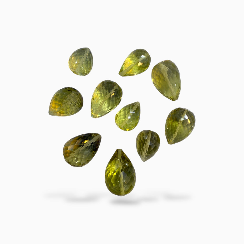 Lemon Topaz Stone Briolette With Drill For Jewellery From 1-10 Carats Lot