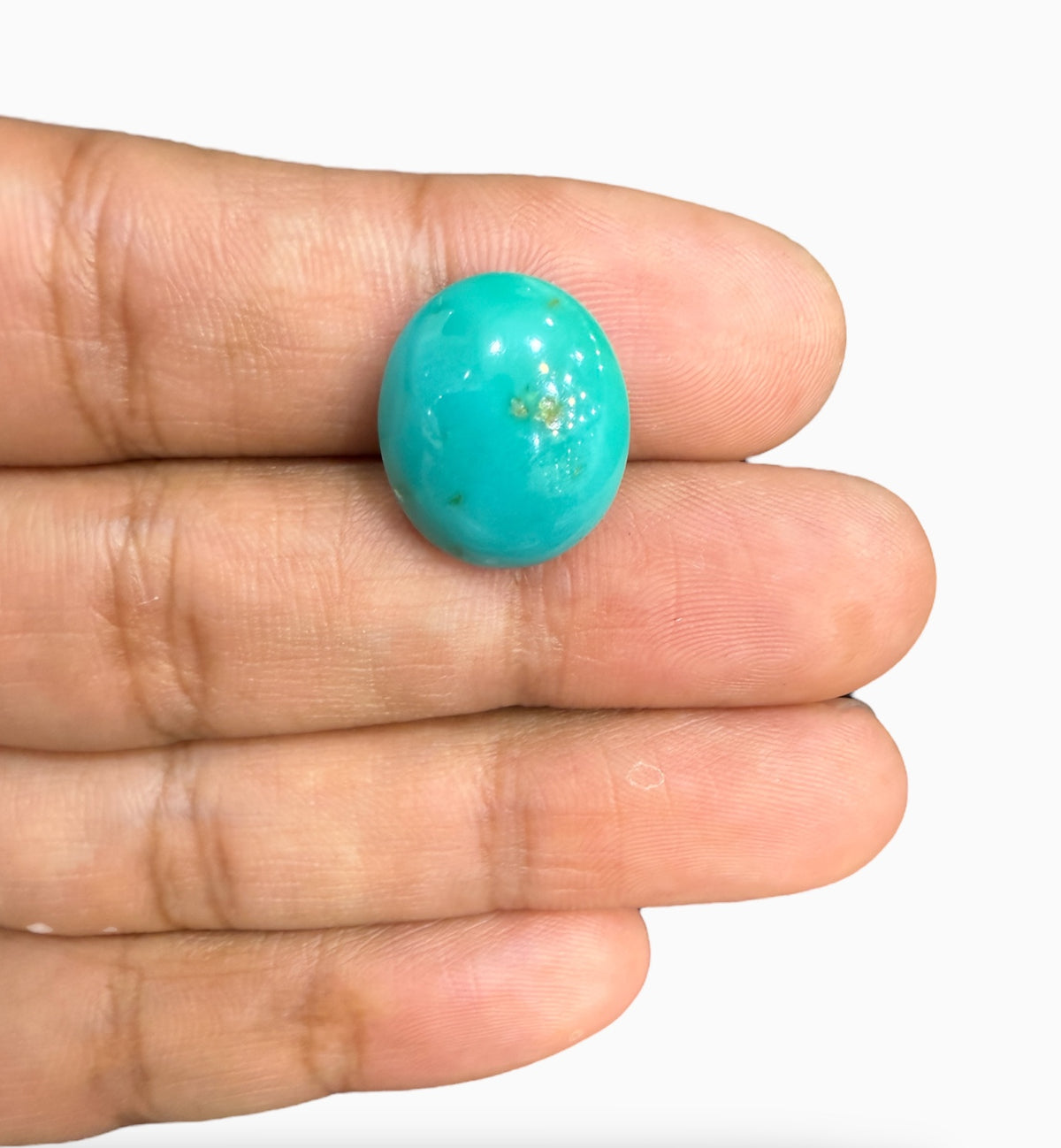 Light Sea Green Feroza Stone Oval Cabochon 10.58 Carats 16.5x14.5 mm