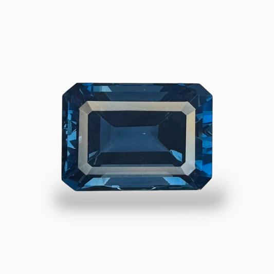 London Blue Topaz Dark Steel Blue Color 10.70 Carats Emerald Cut Shape Size 14X10mm