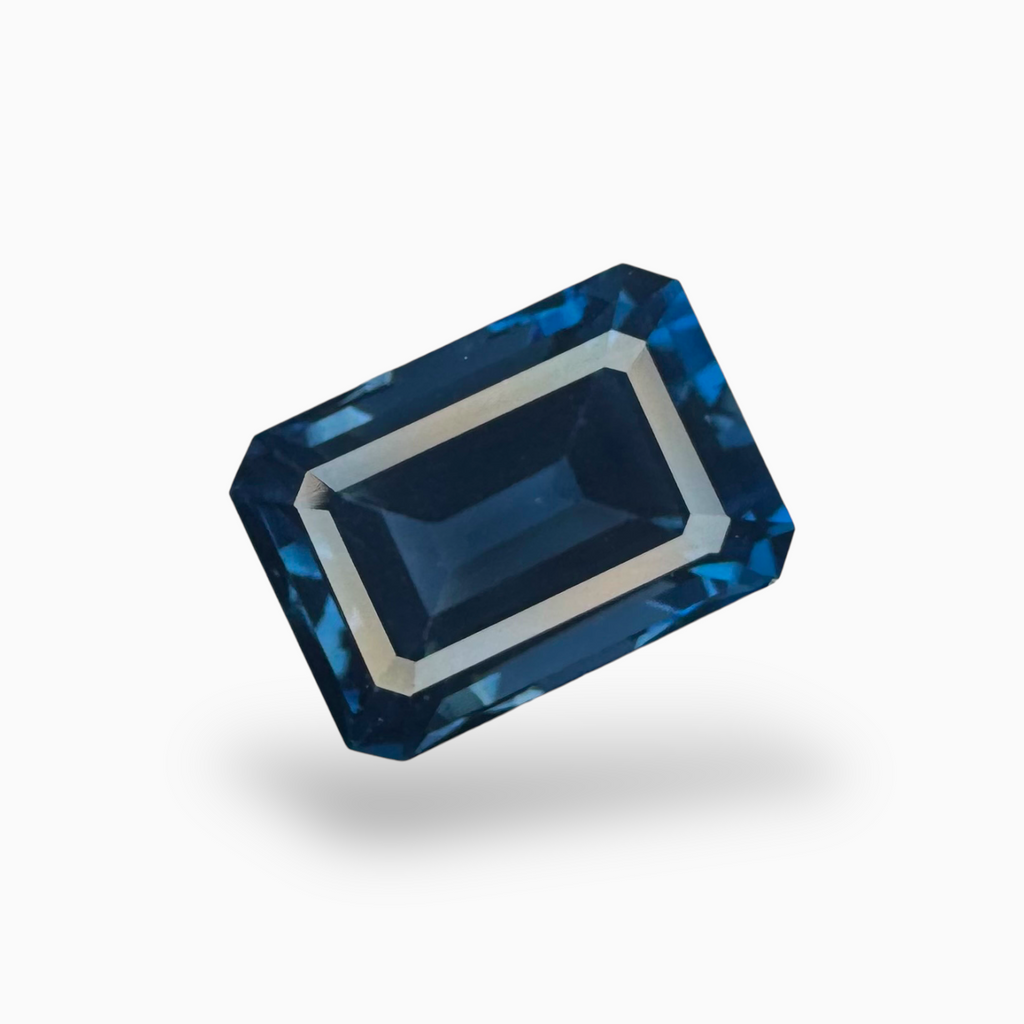London Blue Topaz Dark Steel Blue Color 10.70 Carats Emerald Cut Shape Size 14X10mm