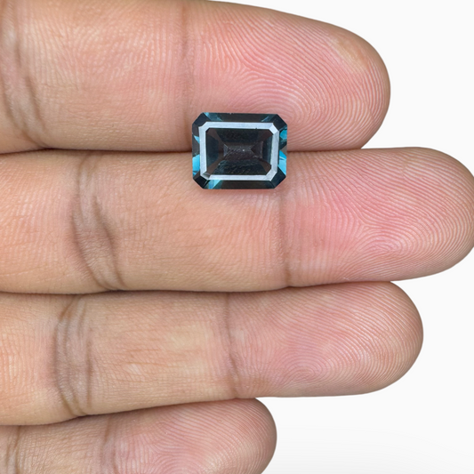 London Blue Topaz Dark Blue Color 3.41 Carats Emerald Cut Shape Size 10X8mm