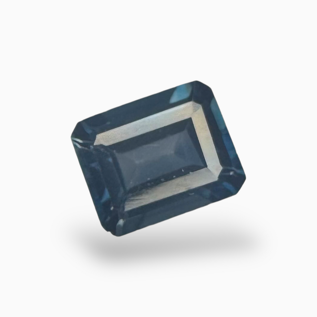 London Blue Topaz Dark Steel Blue Color 4.95 Carats Emerald Cut Shape Size 10.5X8.5mm