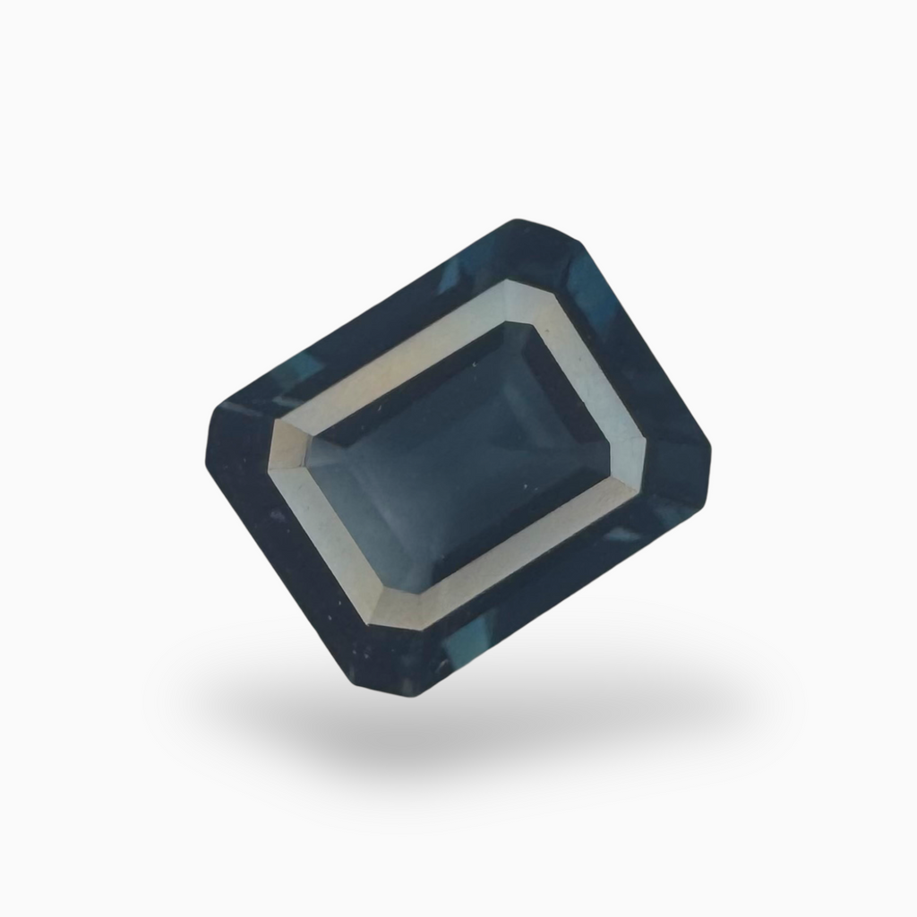 London Blue Topaz Dark Steel Blue Color 5.25 Carats Emerald Cut Shape Size 11X9mm