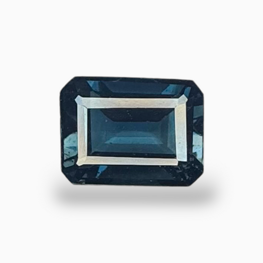 London Blue Topaz Dark Steel Blue Color 6.17 Carats Emerald Cut Shape Size 11X8.5mm