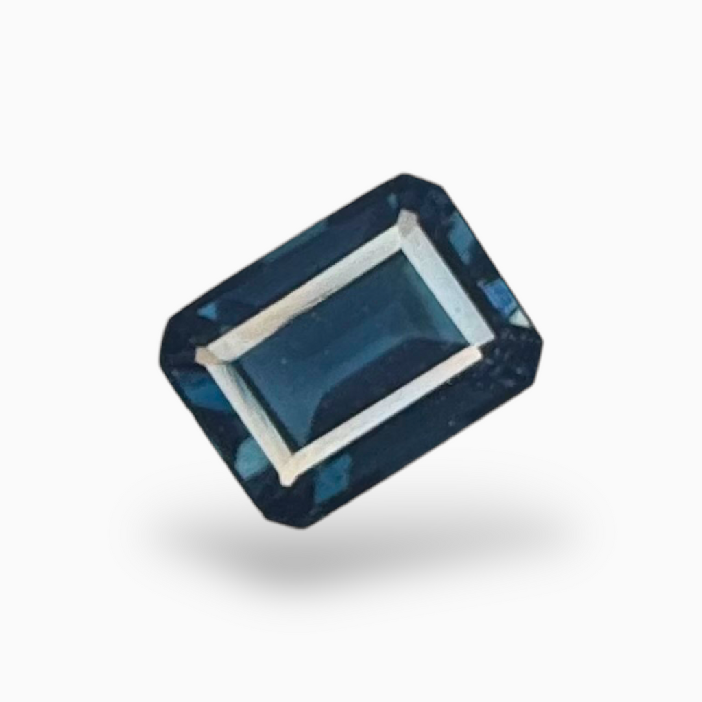 London Blue Topaz Dark Steel Blue Color 6.17 Carats Emerald Cut Shape Size 11X8.5mm