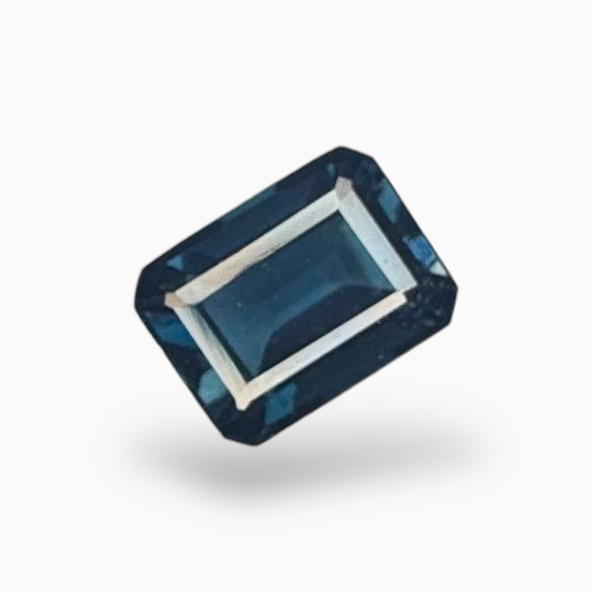 London Blue Topaz Dark Steel Blue Color 6.17 Carats Emerald Cut Shape Size 11X8.5mm