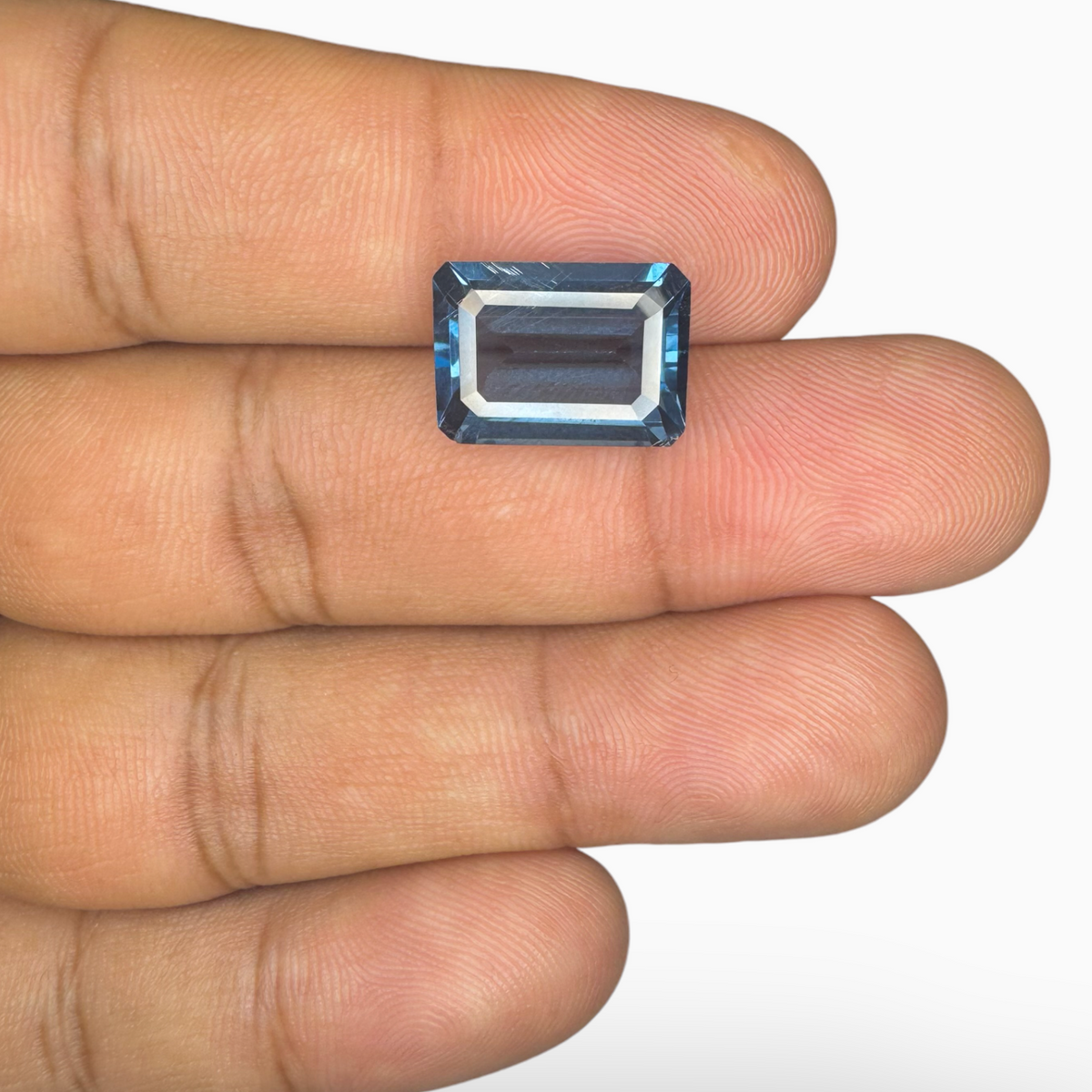 London Blue Topaz Dark Steel Blue Color 7.47 Carats Emerald Cut Shape Size 14X10mm