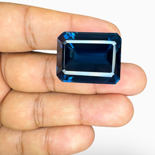 London Blue Topaz 75.05 Carat 25X20mm Emerald Cut Shape