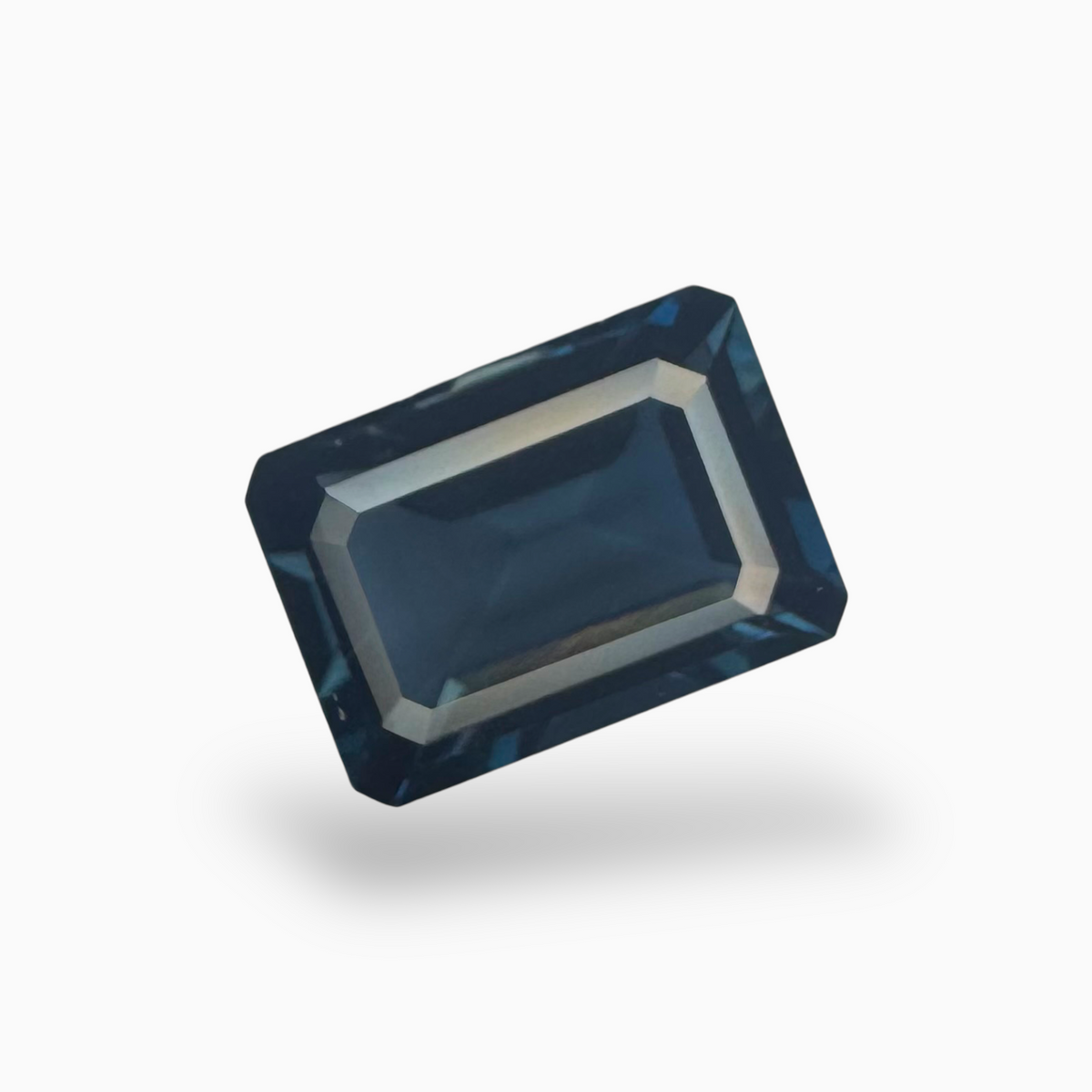 London Blue Topaz Dark Steel Blue Color 9.32 Carats Emerald Cut Shape Size 14.5X10.5mm