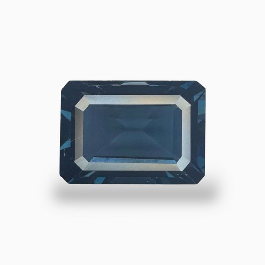 London Blue Topaz Dark Steel Blue Color 9.32 Carats Emerald Cut Shape Size 14.5X10.5mm