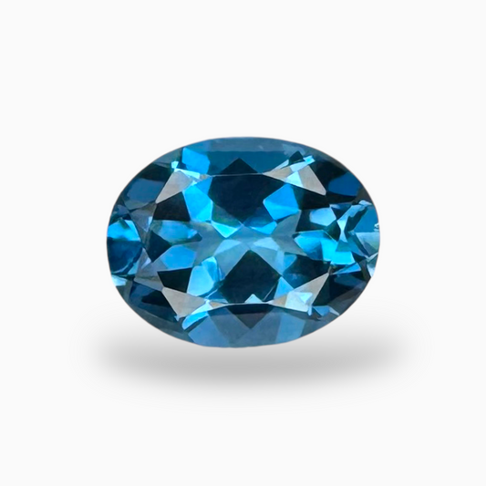 London Blue Topaz Dark Steel Blue Color 1.88 Carats Oval Shape Size 9X7mm