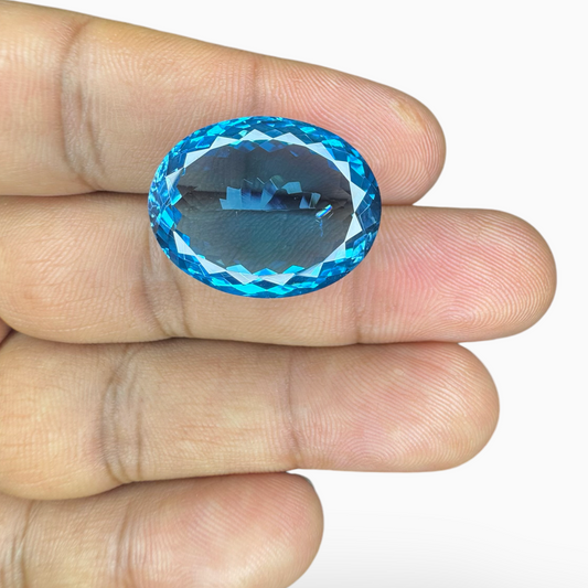 London Blue Topaz Dark Blue Color 30.12 Carats Oval Shape Size 22.5X17.5mm