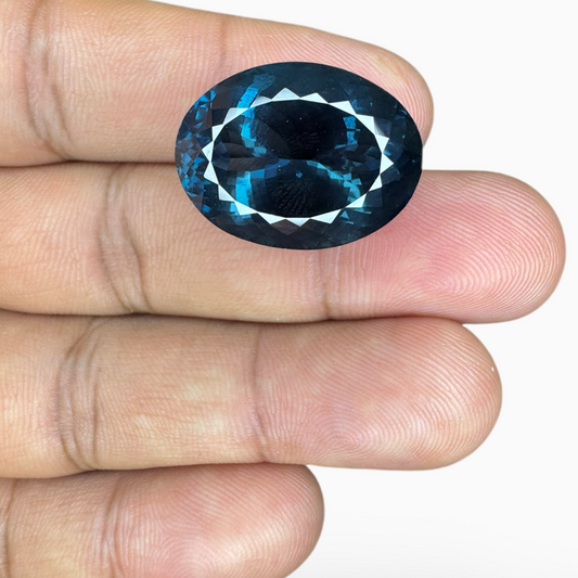 London Blue Topaz Dark Blue Color 30.30 Carats Oval Shape Size 21.5X16mm