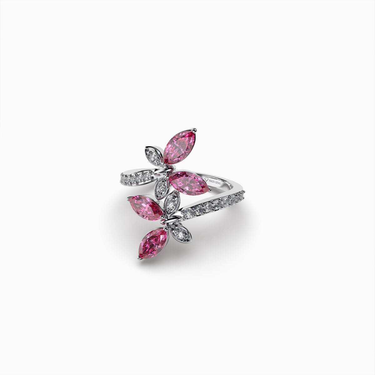 Lyla Natural Pink Spinel Flower Ring with 4 Stones