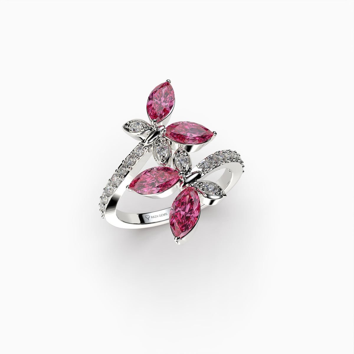 Lyla Natural Pink Spinel Flower Ring with 4 Stones