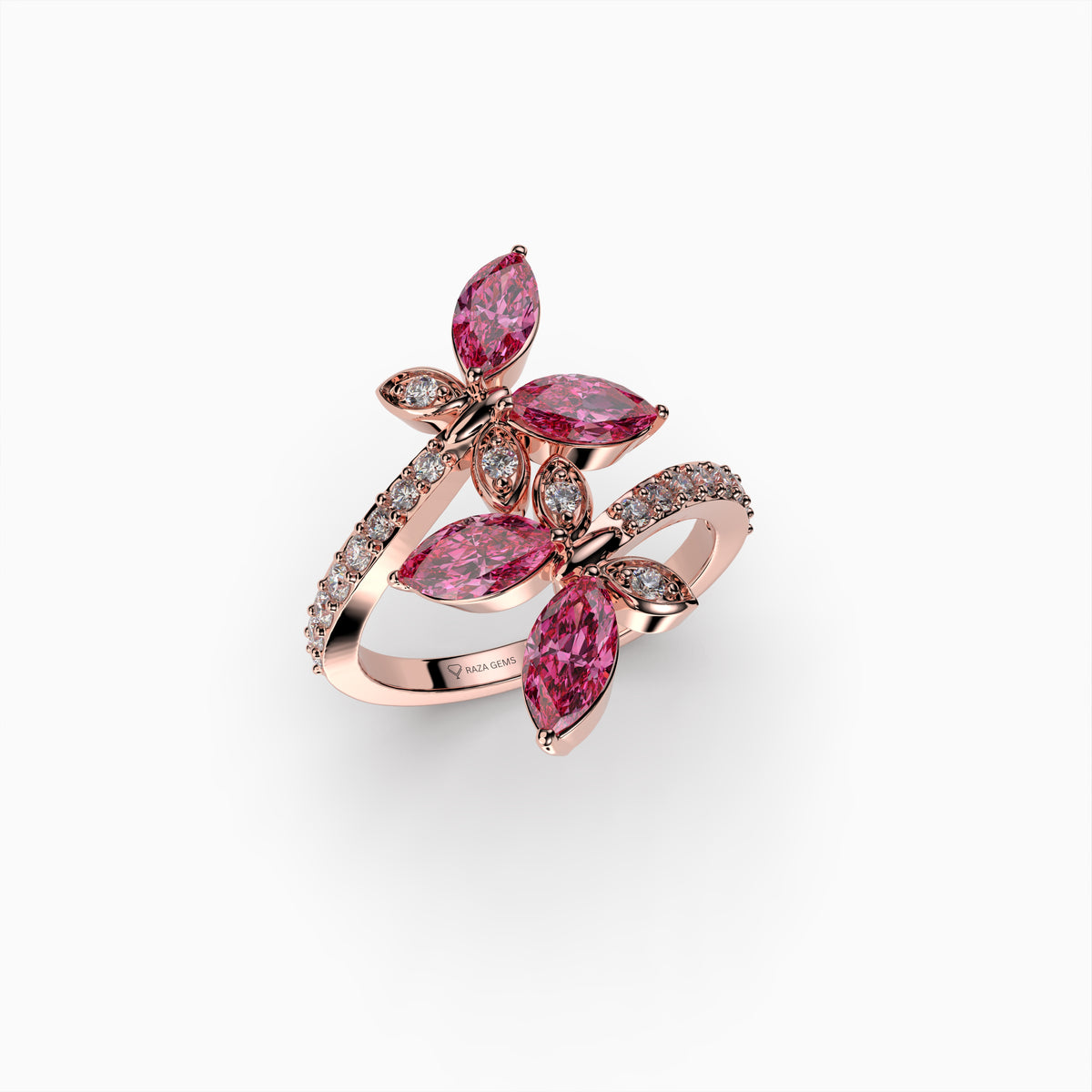 Lyla Natural Pink Spinel Flower Ring with 4 Stones