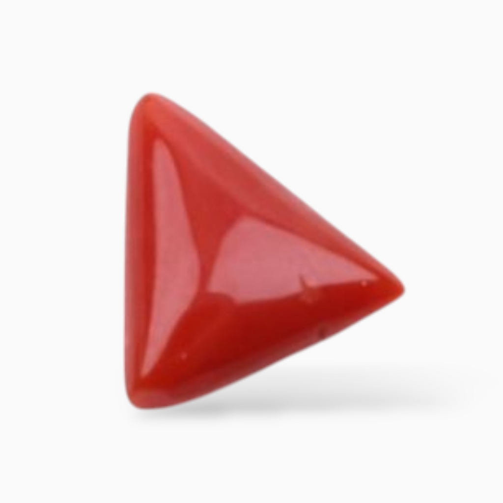 Coral Moonga Stone For Sale 3.18 Carats Triangle Shape Size 11mm