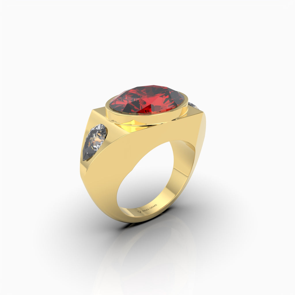 Men Rings with Stones in Ruby Ring and Diamond - Evelyn