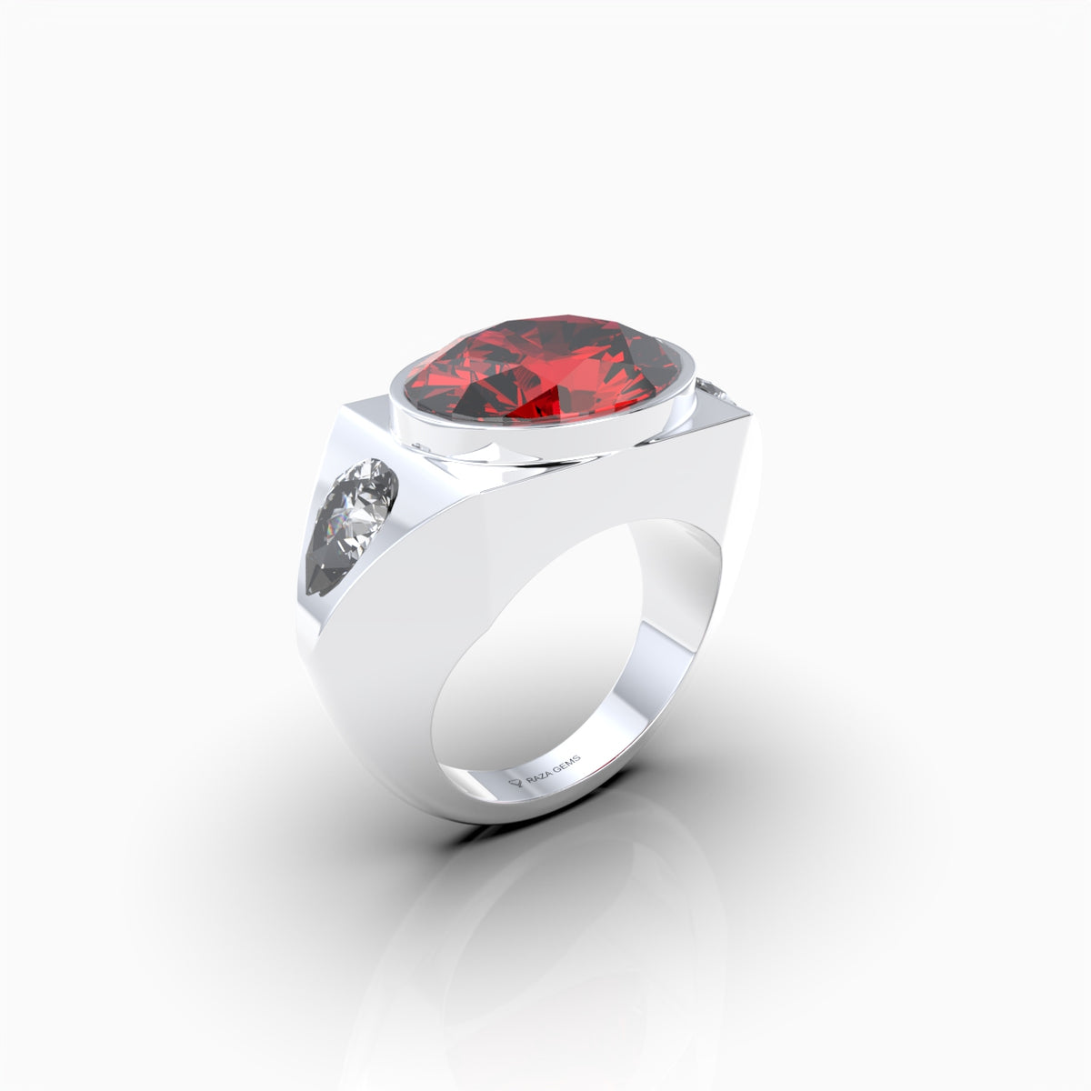 Men Rings with Stones in Ruby Ring and Diamond - Evelyn