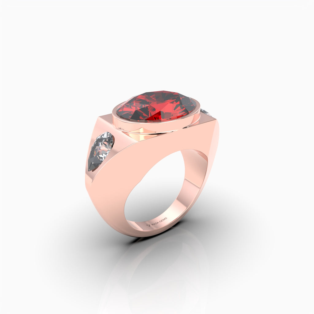Men Rings with Stones in Ruby Ring and Diamond - Evelyn