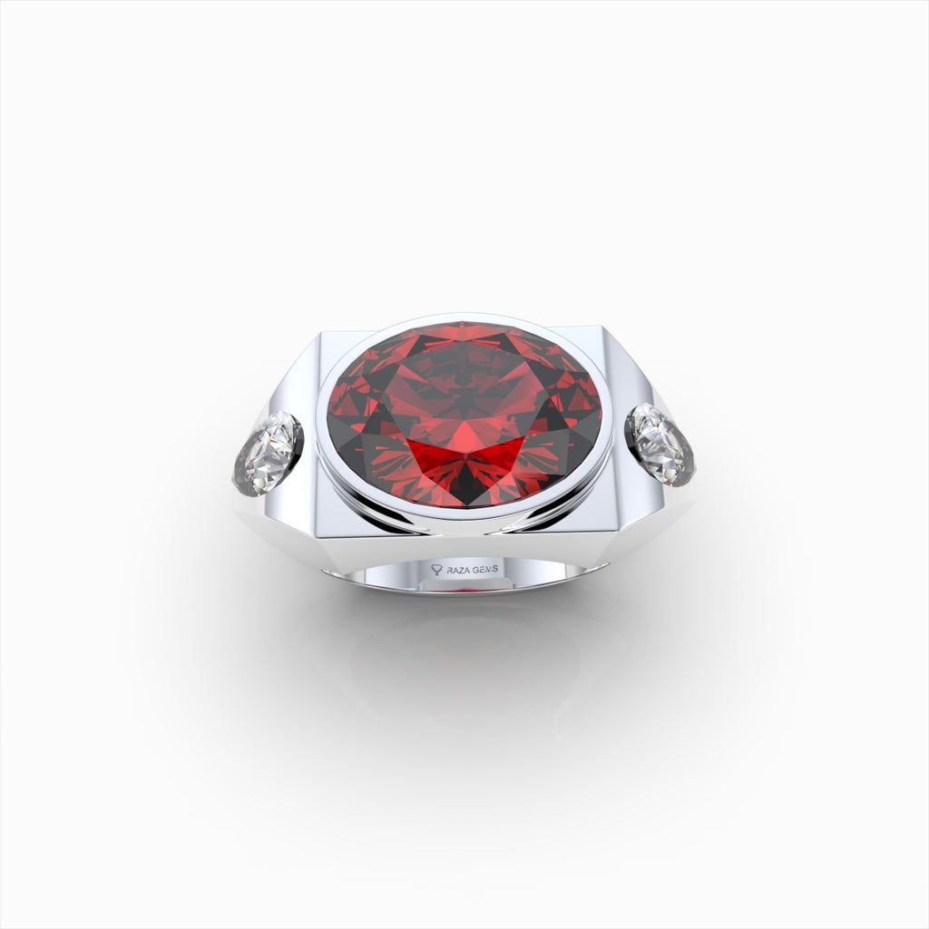 Men Rings with Stones in Ruby Ring and Diamond - Evelyn