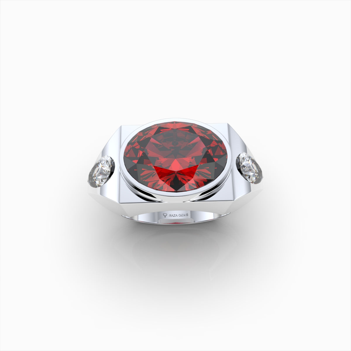 Men Rings with Stones in Ruby Ring and Diamond - Evelyn