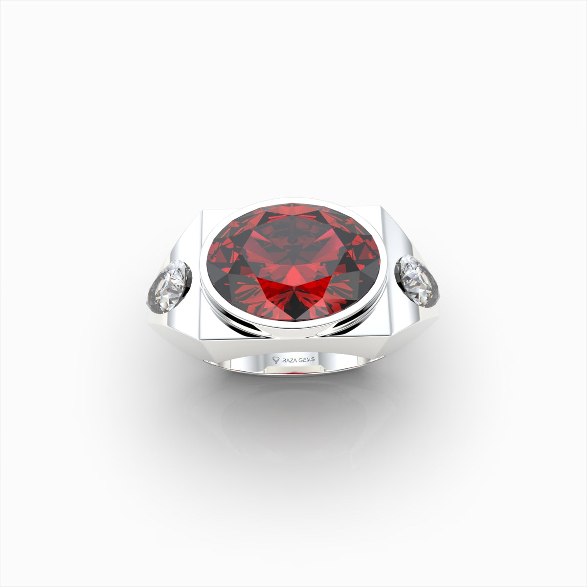 Men Rings with Stones in Ruby Ring and Diamond - Evelyn
