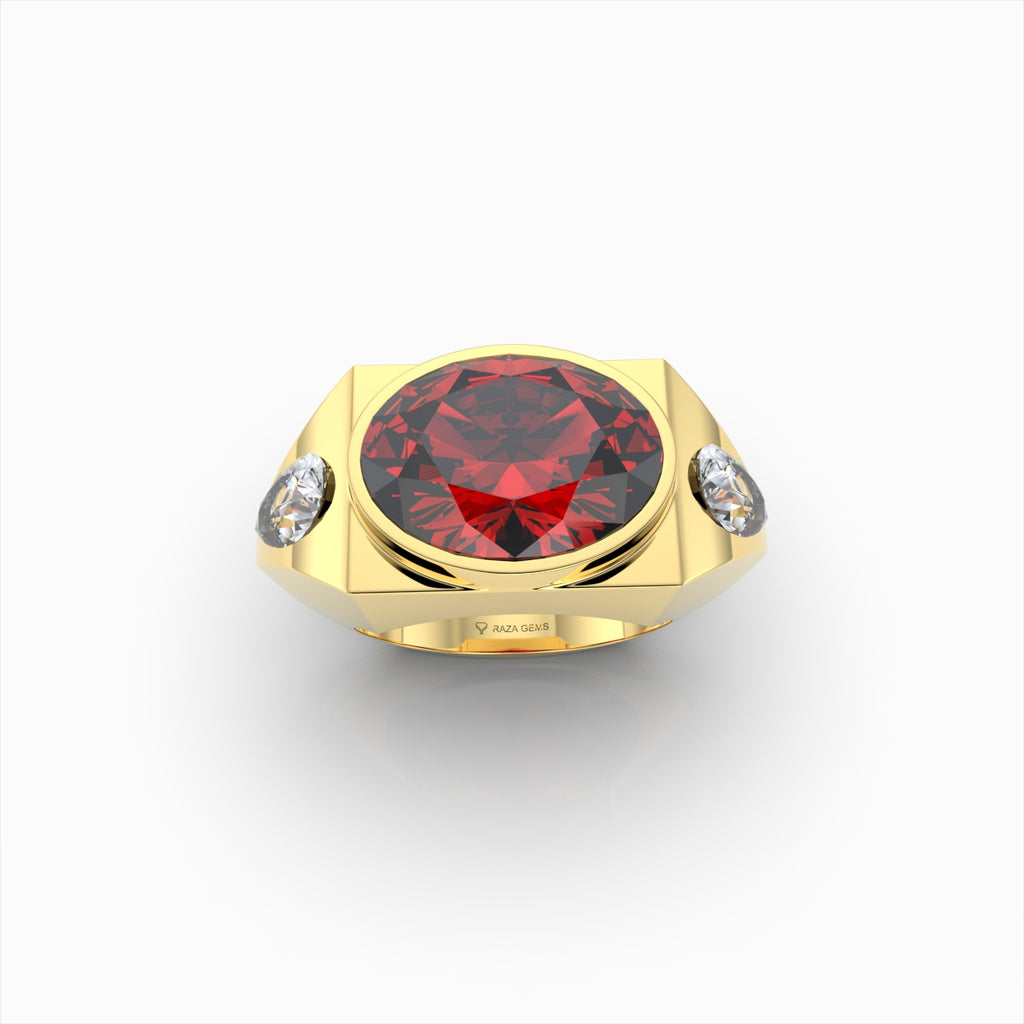 Men Rings with Stones in Ruby Ring and Diamond - Evelyn