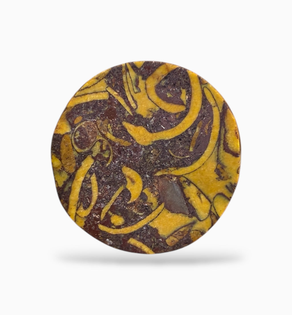 Miriam Stone (Calligraphy Stone) Round Cabochon 4.44 Carats 9.5 mm