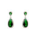 Modern Emerald Earrings with Double Stone in Silver Metal