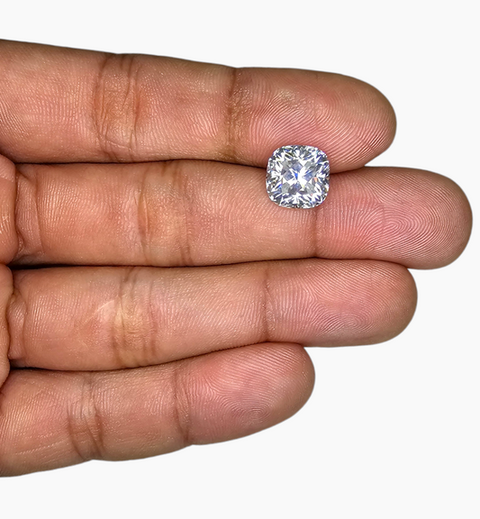 Loose Moissanite Stone Cushion Shape 4.62 Carats Size 10x10mm