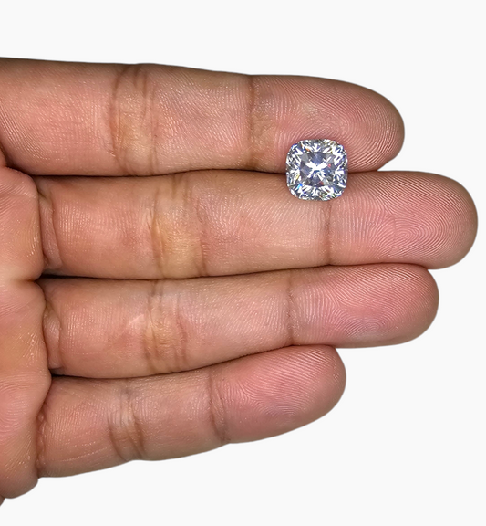 Loose Moissanite Stone Cushion Shape 4.92 Carats Size 10x10mm