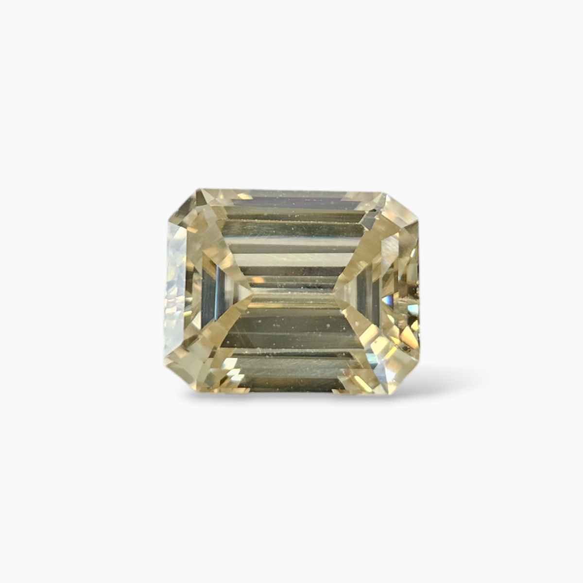 Moissanite Diamond Emerald Cut in 4.58 Carats Yellow Color