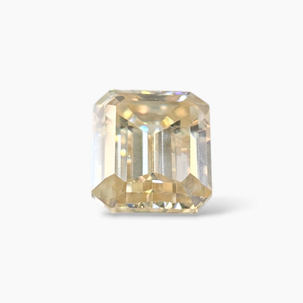 Moissanite Diamond Emerald Cut in 4.58 Carats Yellow Color