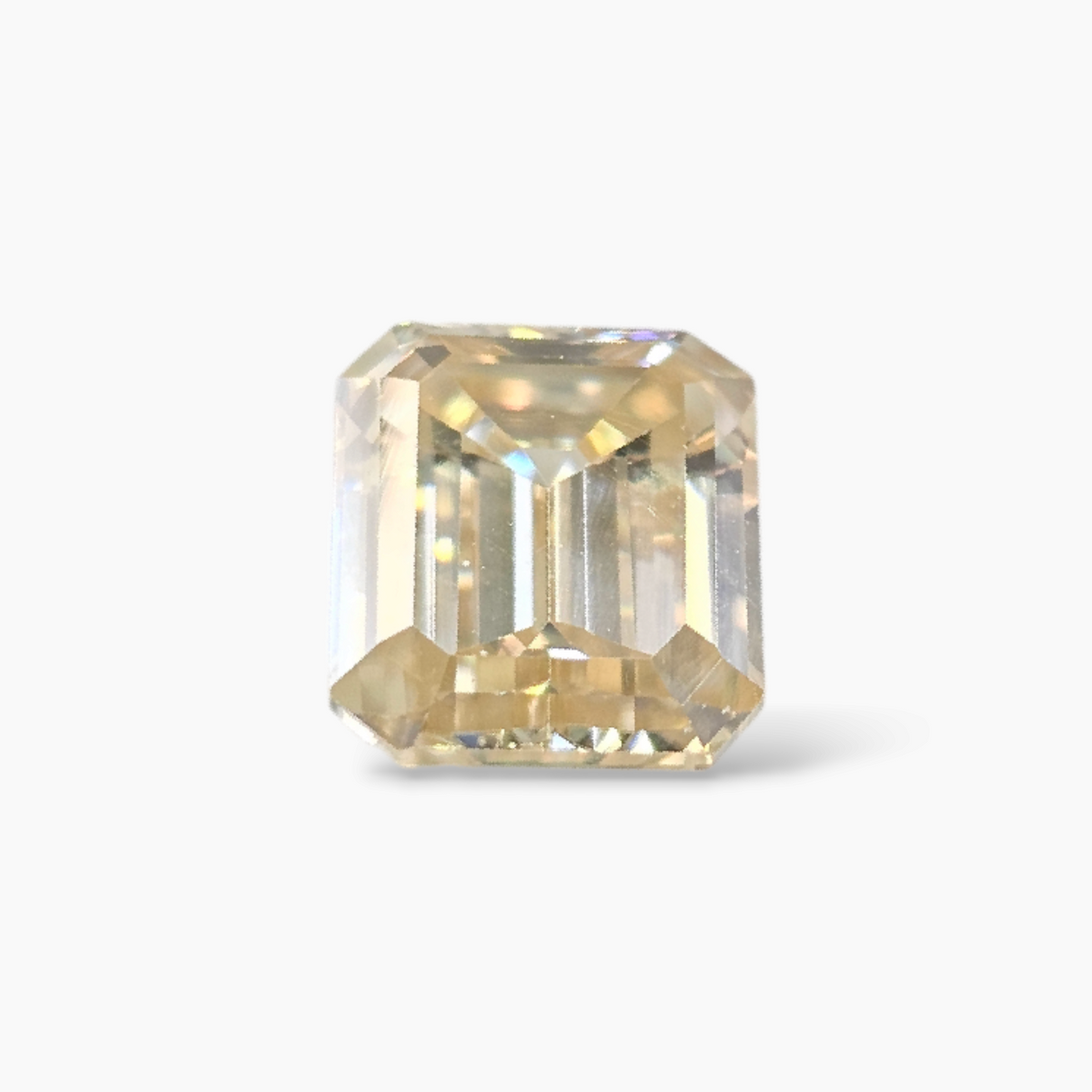 Moissanite Diamond Emerald Cut in 4.58 Carats Yellow Color
